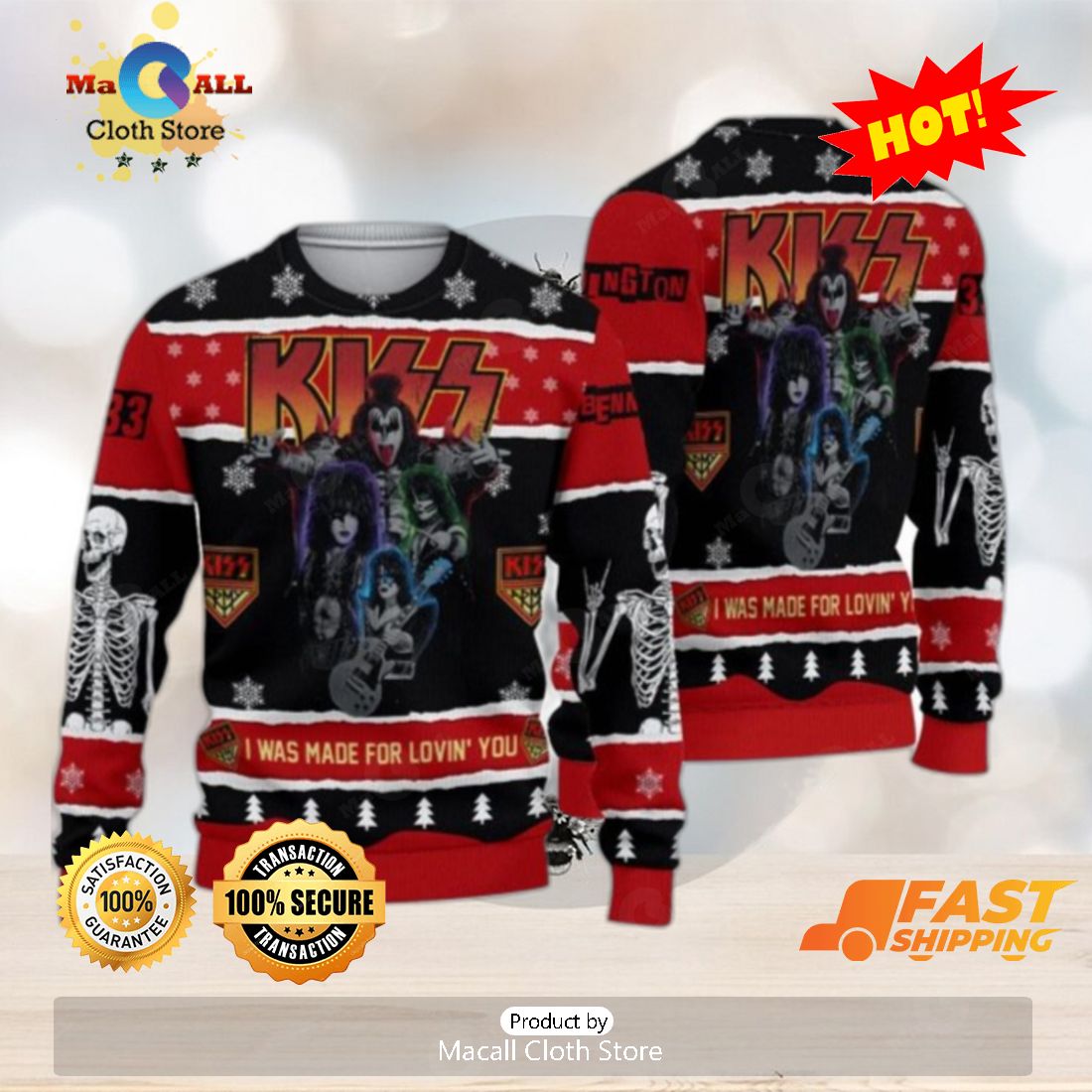 HOT TREND Roll n Rock I Was Made For Lovin You Kiss Christmas Ugly Sweater HOT TREND Roll n Rock I Was Made For Lovin You Kiss Christmas Ugly Sweater