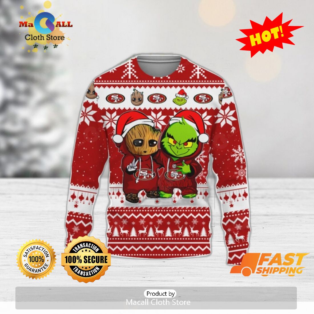 New Orleans Saints Baby Groot And Grinch NFL Ugly Christmas Sweater -  Tagotee