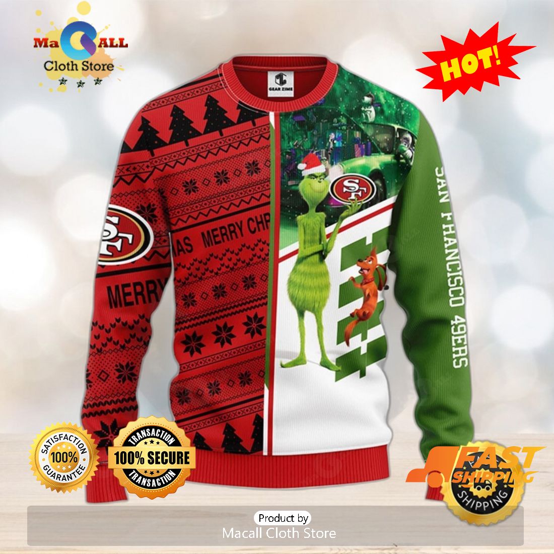 Carolina Panthers Christmas Ugly Sweater Grinch And Scooby-Doo Show Your  Team Spirit