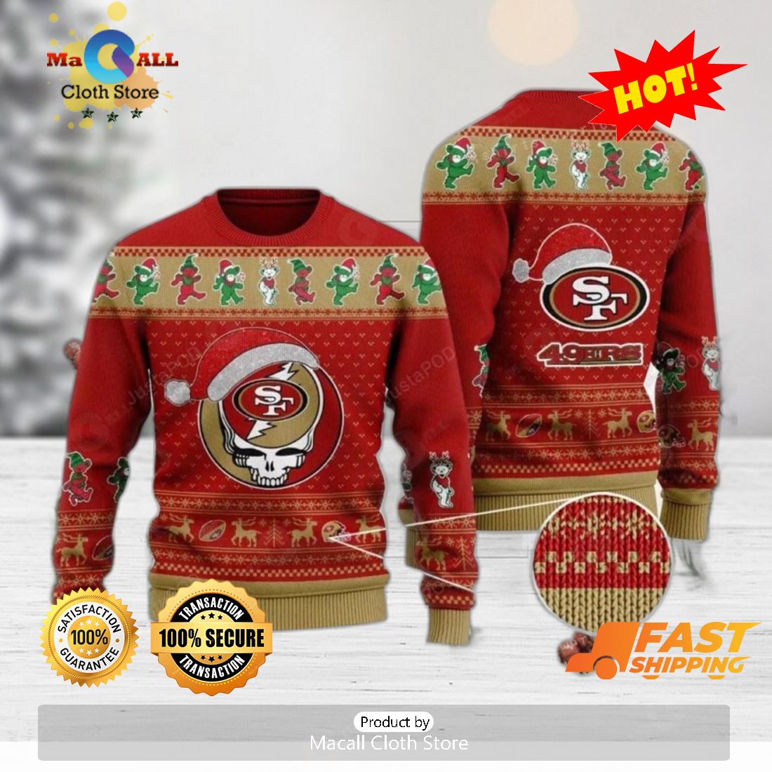 San Francisco 49ers Christmas Ugly Sweater Grinch And Scooby Doo