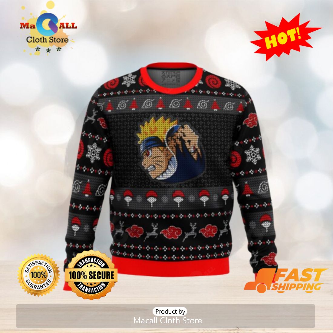 HOT TREND Yin Yang Naruto Sasuke Ugly Christmas Sweaters HOT TREND Yin Yang Naruto Sasuke Ugly Christmas Sweaters
