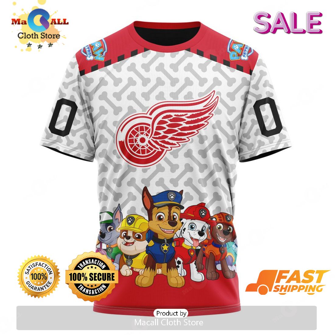 NHL Detroit Red Wings Special PawPatrol Design Hoodie - Torunstyle