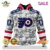 [SALE] Personalized NHL Philadelphia Flyers Special Camo Design For Veterans Day Hoodie Sweatshirt 3D