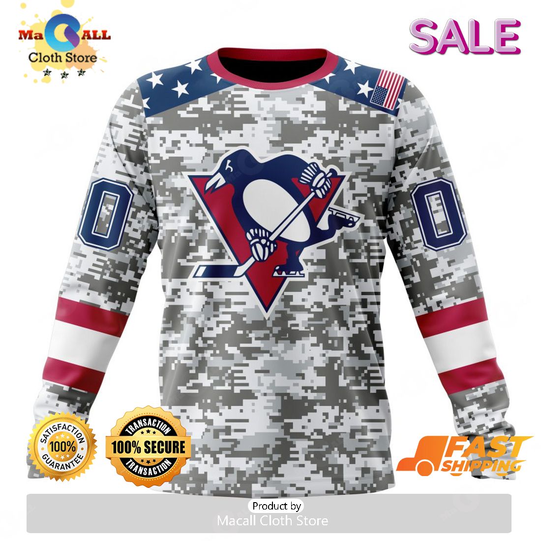 NHL Pittsburgh Penguins Special Camo Design For Veterans Day Hoodie -  Reallgraphics
