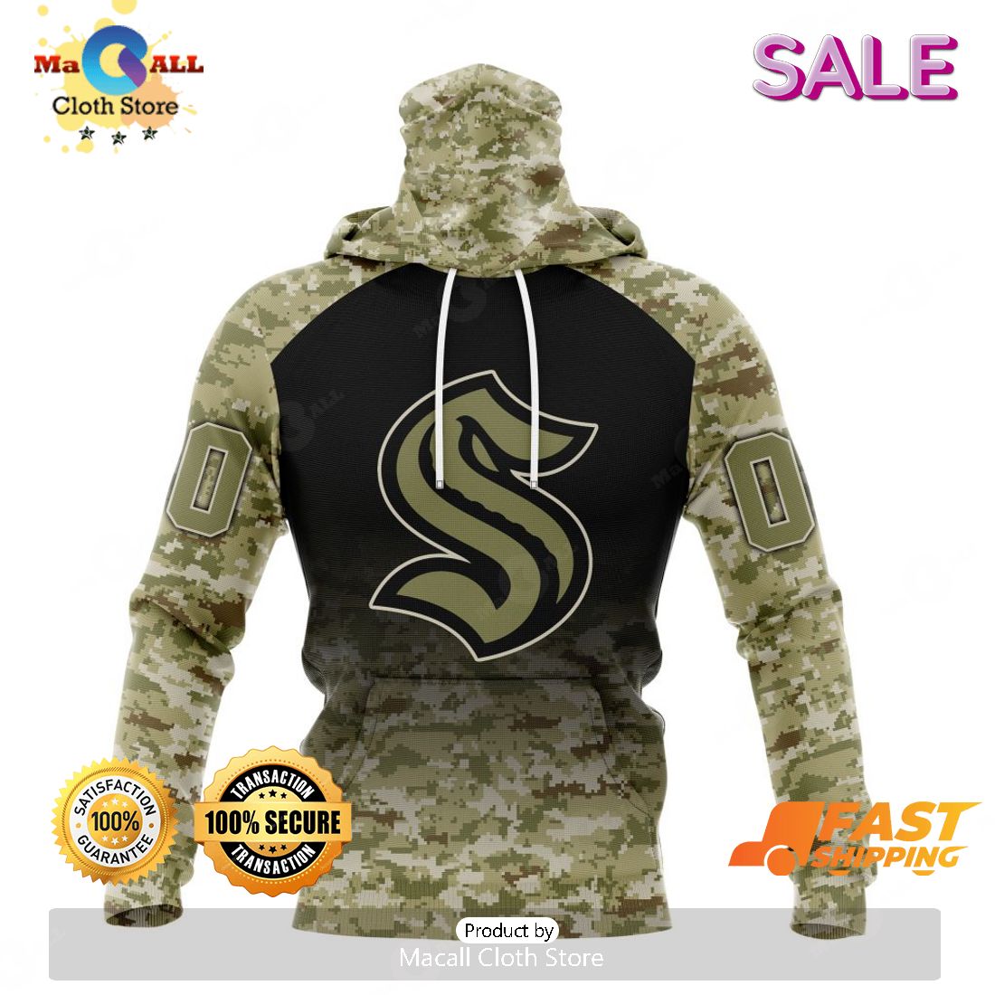 BEST NHL Seattle Kraken Special Military Camo Kits For Veterans Day And  Rememberance Day 3D Hoodie