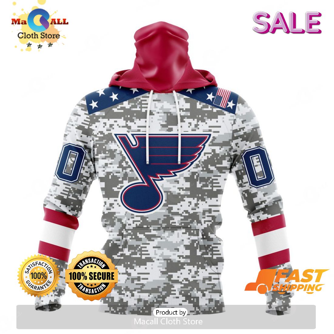Customized St. Louis Blues Hoodie Sweatshirt Military Camo Design For  Veterans Day