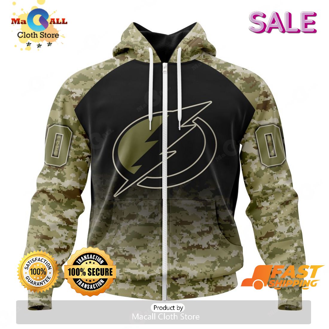 [SALE] Personalized NHL Tampa Bay Lightning Special Camo Design For Veterans Day Hoodie Sweatshirt 3D