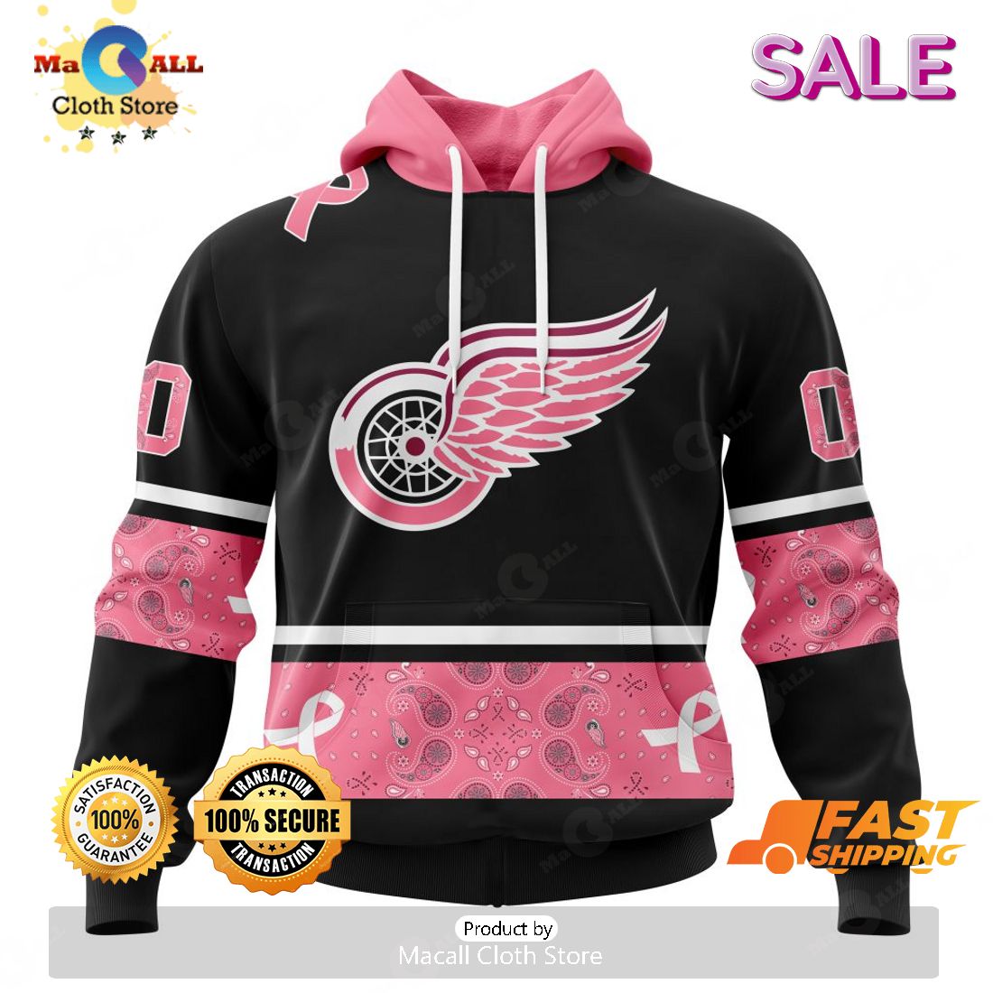 Detroit Red Wings NHL Special Pink Breast Cancer Hockey Jersey