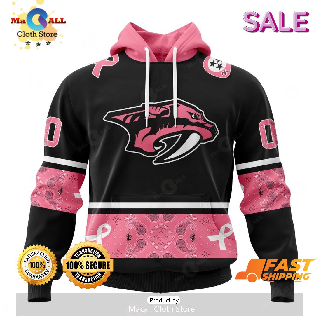 SALE NHL Nashville Predators - Specialized Design In Classic Style With Paisley! WE WEAR PINK BREAST CANCER Hoodie 3D SALE NHL Nashville Predators - Specialized Design In Classic Style With Paisley! WE WEAR PINK BREAST CANCER Hoodie 3D