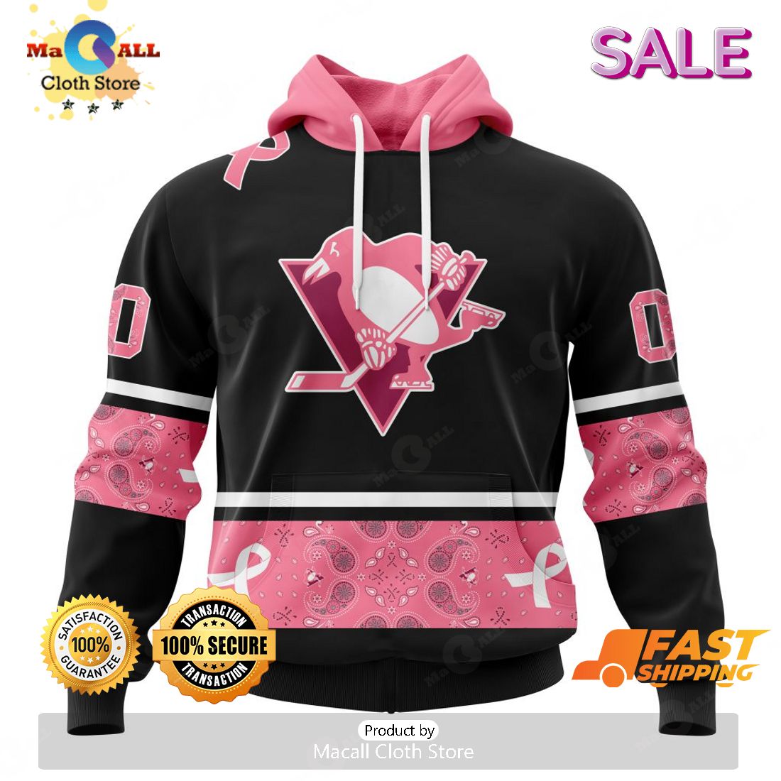 SALE NHL Pittsburgh Penguins - Specialized Design In Classic Style With Paisley! WE WEAR PINK BREAST CANCER Hoodie 3D SALE NHL Pittsburgh Penguins - Specialized Design In Classic Style With Paisley! WE WEAR PINK BREAST CANCER Hoodie 3D