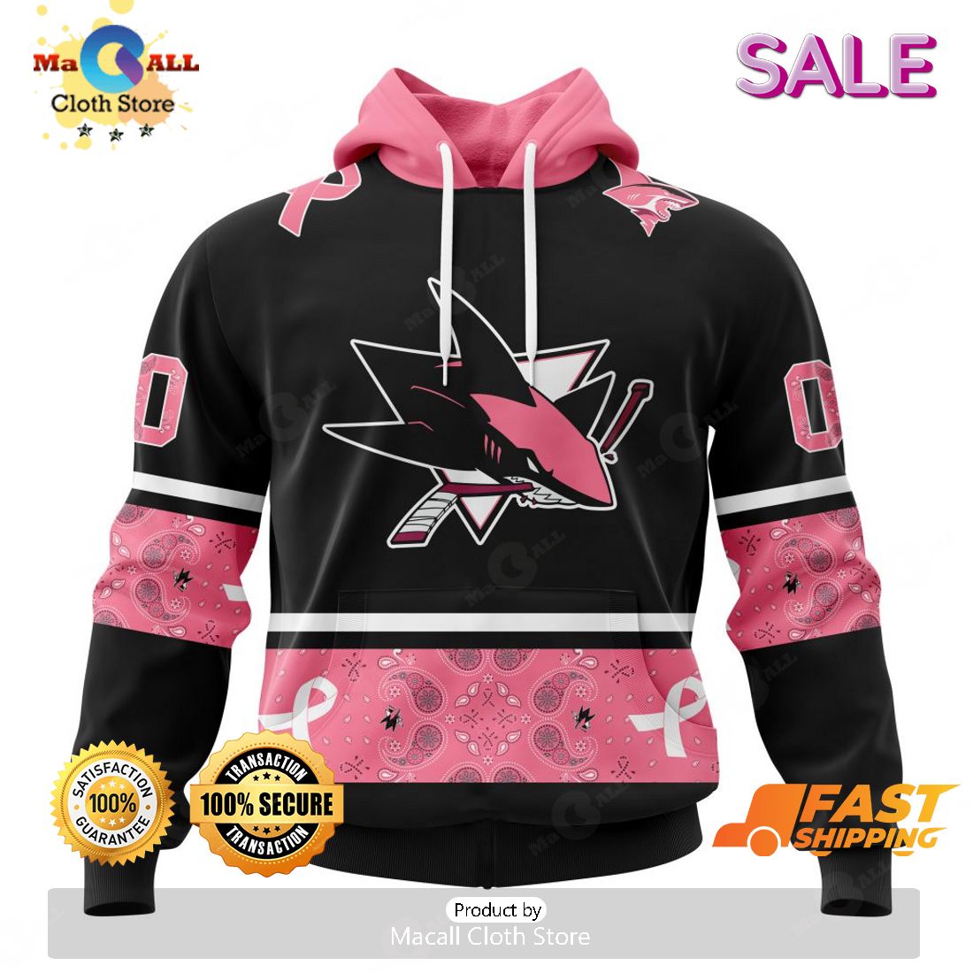 SALE NHL San Jose Sharks - Specialized Design In Classic Style With Paisley! WE WEAR PINK BREAST CANCER Hoodie 3D SALE NHL San Jose Sharks - Specialized Design In Classic Style With Paisley! WE WEAR PINK BREAST CANCER Hoodie 3D