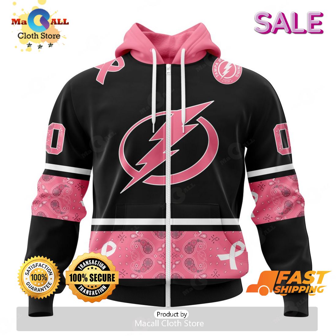 Maple Leafs Hoodie 3D Fight Cancer Pink Paisley Custom Toronto