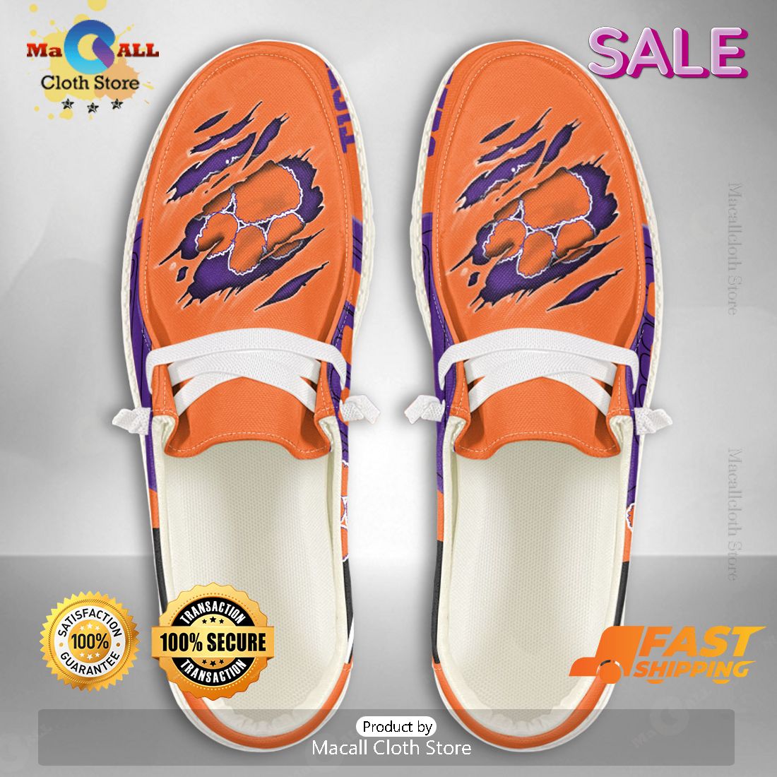 BEST NCAA Clemson Tigers Custom Name Hey Dude Shoes BEST NCAA Clemson Tigers Custom Name Hey Dude Shoes
