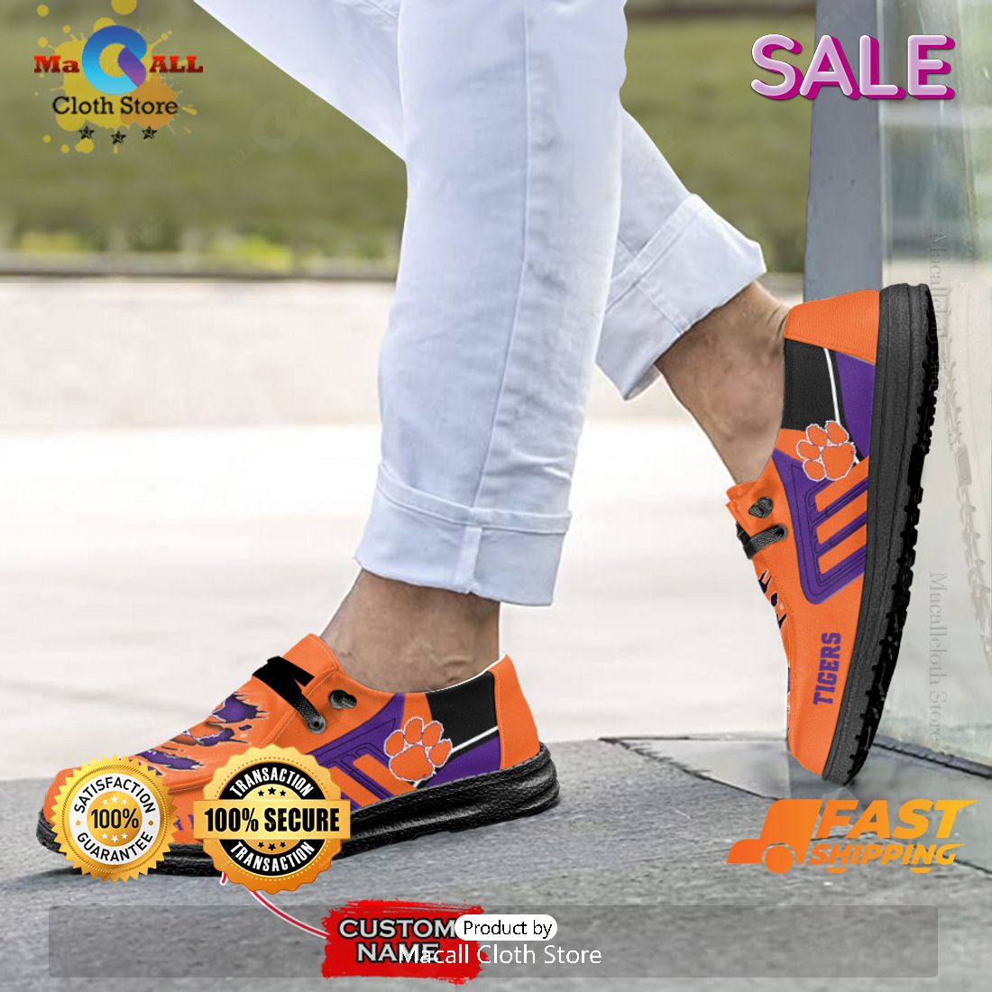 BEST NCAA Clemson Tigers Custom Name Hey Dude Shoes BEST NCAA Clemson Tigers Custom Name Hey Dude Shoes