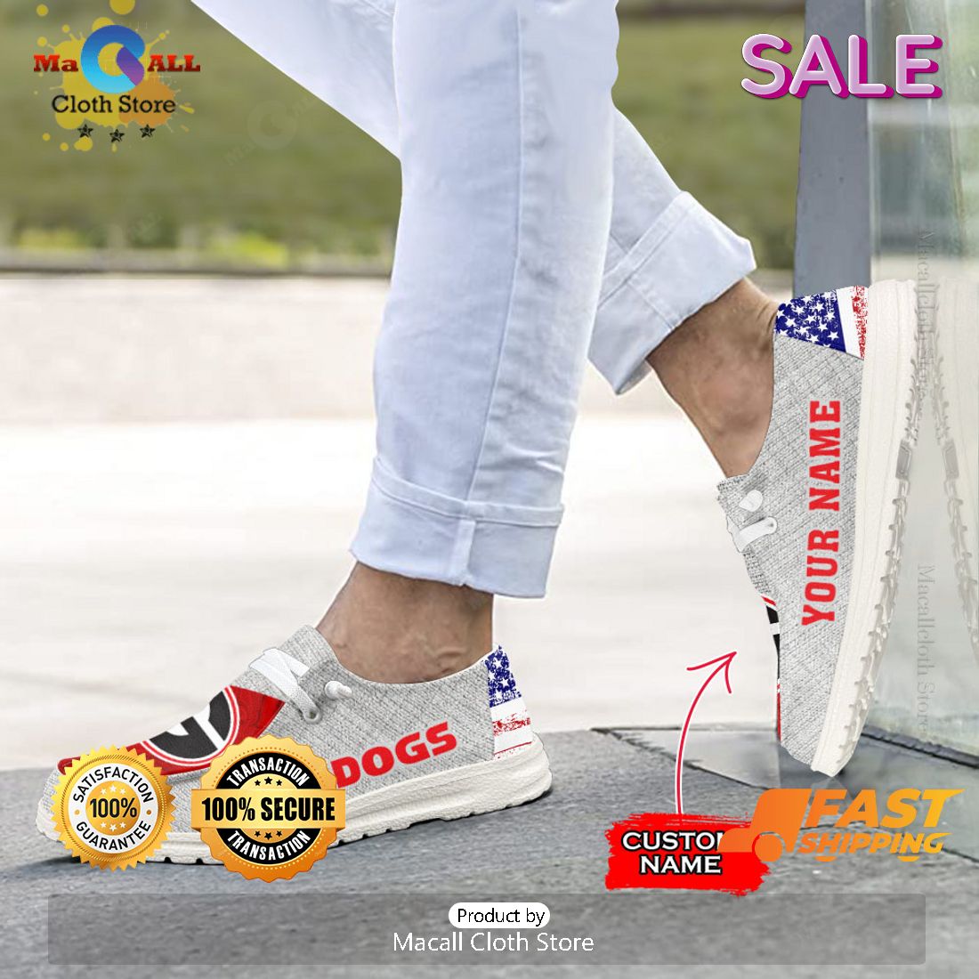 BEST NCAA Georgia Bulldogs Custom Name Hey Dude Shoes Luxury Brand BEST NCAA Georgia Bulldogs Custom Name Hey Dude Shoes Luxury Brand