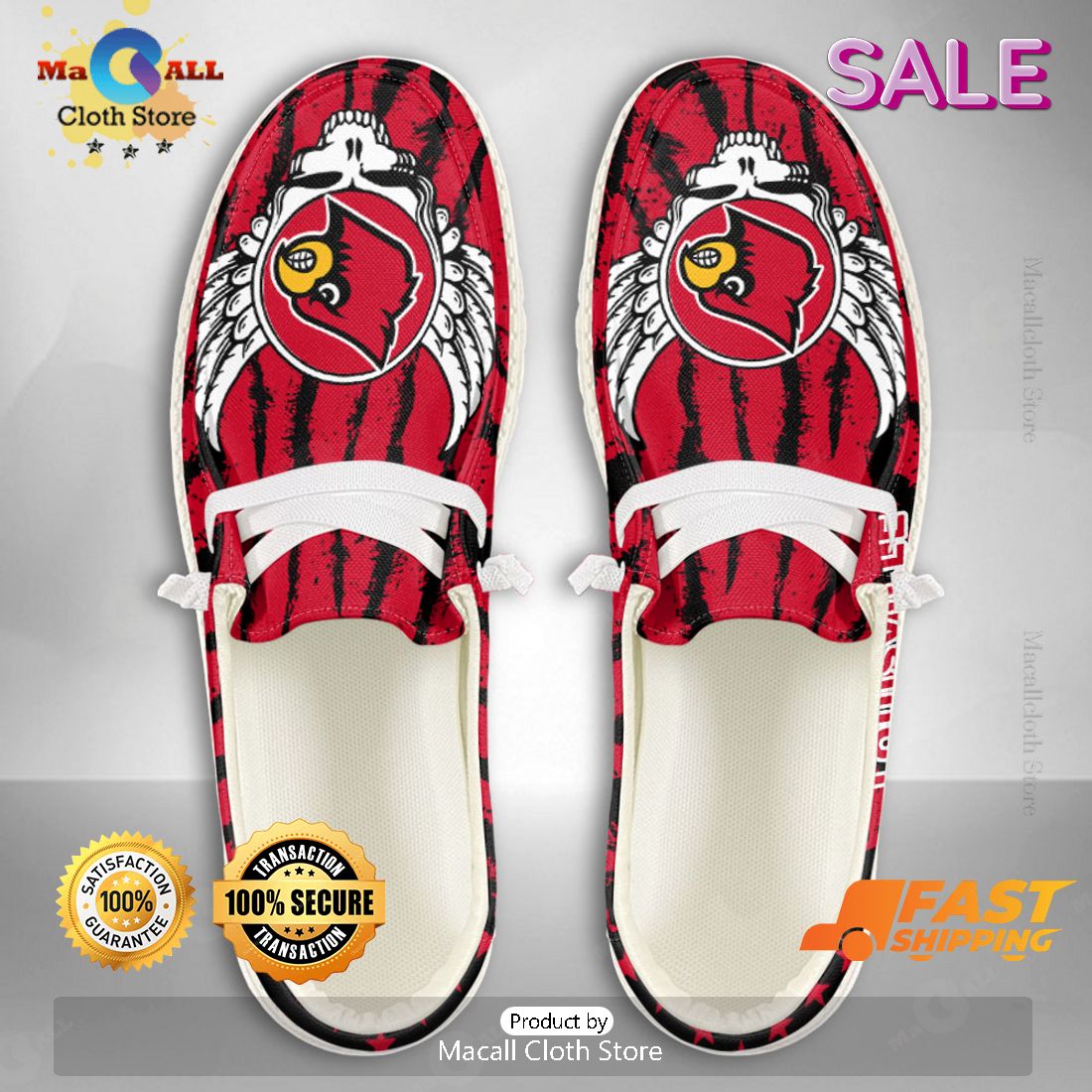 NCAA Louisville Cardinals Custom Name Hey Dude Shoes 01 M7