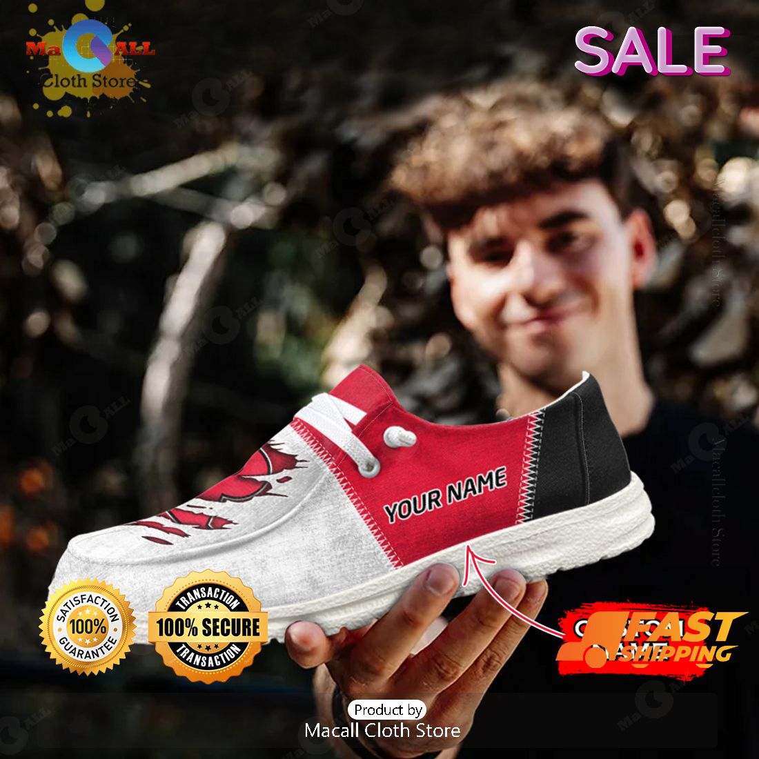 HOT NCAA Rutgers Scarlet Knights Custom Name Hey Dude Shoes Luxury Brand HOT NCAA Rutgers Scarlet Knights Custom Name Hey Dude Shoes Luxury Brand