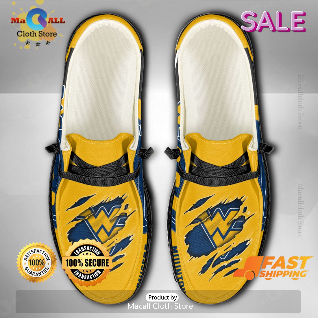 HOT NCAA West Virginia Mountaineers Custom Name Hey Dude Shoes Luxury Brand HOT NCAA West Virginia Mountaineers Custom Name Hey Dude Shoes Luxury Brand
