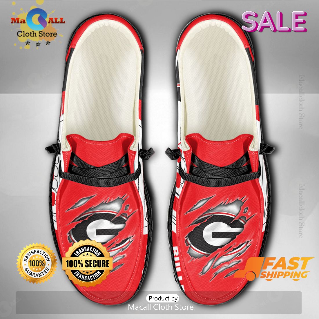 HOT TREND NCAA Georgia Bulldogs Custom Name Hey Dude Shoes HOT TREND NCAA Georgia Bulldogs Custom Name Hey Dude Shoes