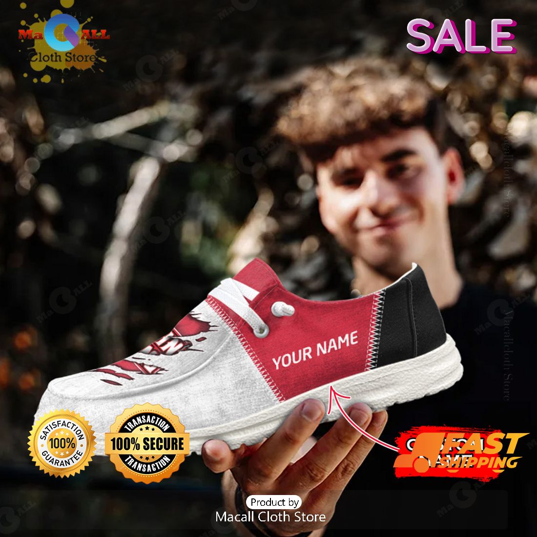 HOT TREND NCAA Louisiana Ragin' Cajuns Custom Name Hey Dude Shoes HOT TREND NCAA Louisiana Ragin' Cajuns Custom Name Hey Dude Shoes