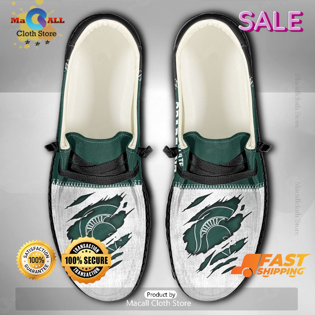 HOT TREND NCAA Michigan State Spartans Custom Name Hey Dude Shoes Luxury Brand HOT TREND NCAA Michigan State Spartans Custom Name Hey Dude Shoes Luxury Brand