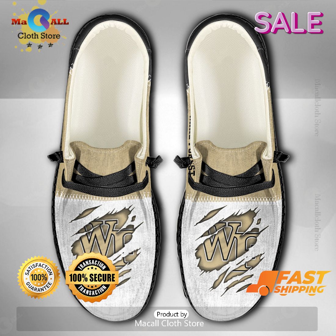 HOT TREND NCAA Wake Forest Demon Deacons Custom Name Hey Dude Shoes POD Design HOT TREND NCAA Wake Forest Demon Deacons Custom Name Hey Dude Shoes POD Design