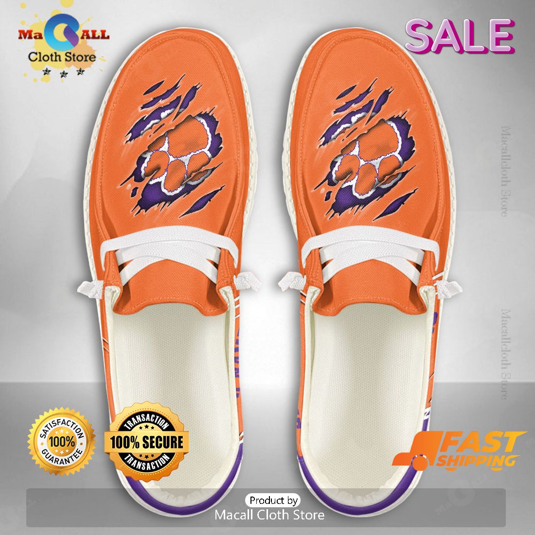 LIMITED NCAA Clemson Tigers Custom Name Hey Dude Shoes LIMITED NCAA Clemson Tigers Custom Name Hey Dude Shoes