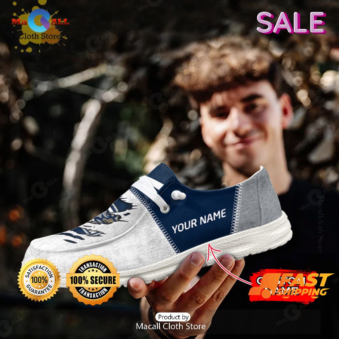 LIMITED NCAA Georgia Southern Eagles Custom Name Hey Dude Shoes POD Design  - Macall Cloth Store - Destination for fashionistas