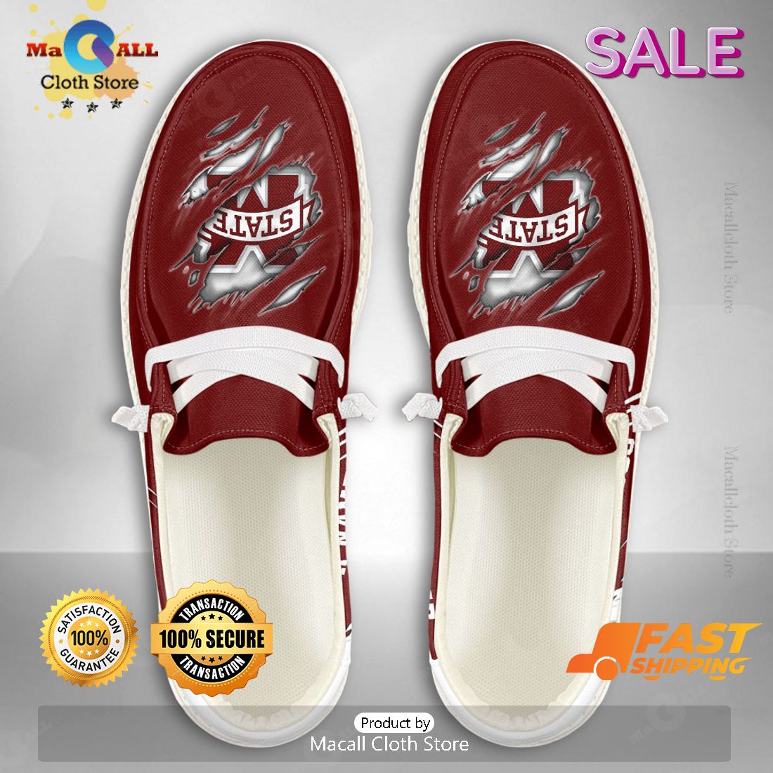 LIMITED NCAA Mississippi State Bulldogs Custom Name Hey Dude Shoes LIMITED NCAA Mississippi State Bulldogs Custom Name Hey Dude Shoes