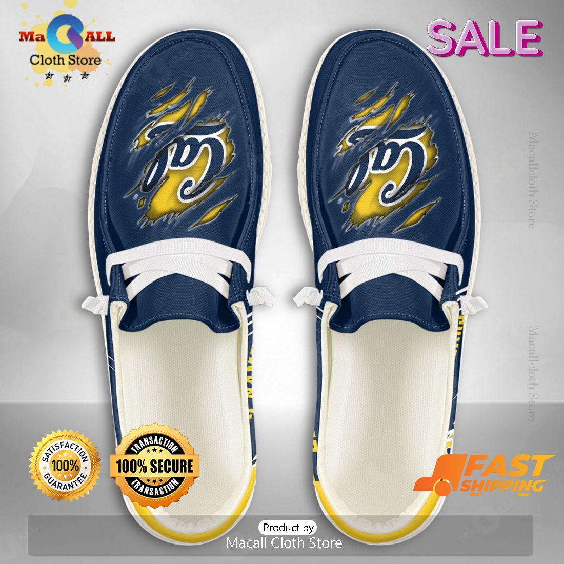 LUXURY NCAA California Golden Bears Custom Name Hey Dude Shoes LUXURY NCAA California Golden Bears Custom Name Hey Dude Shoes