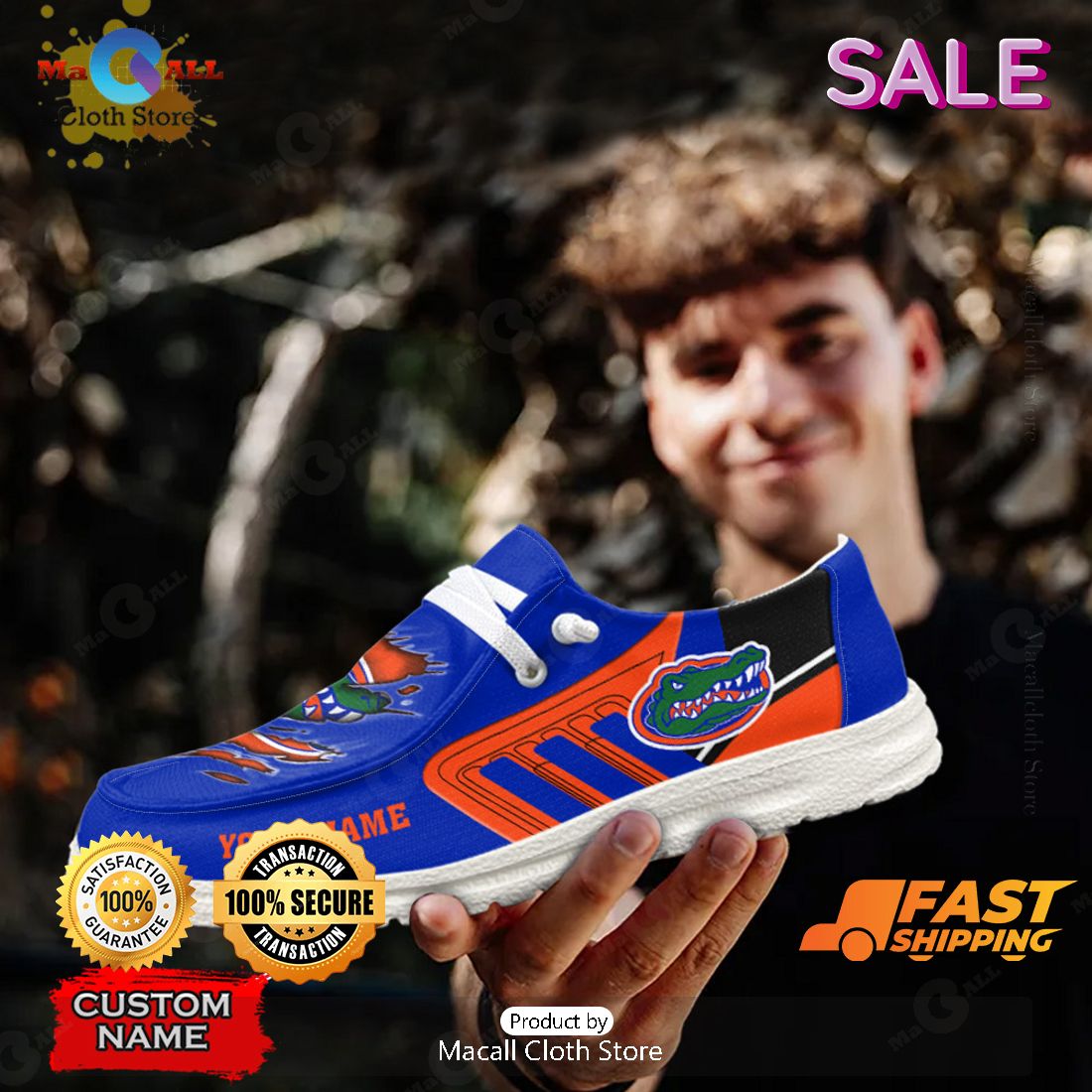 LUXURY NCAA Florida Gators Custom Name Hey Dude Shoes LUXURY NCAA Florida Gators Custom Name Hey Dude Shoes