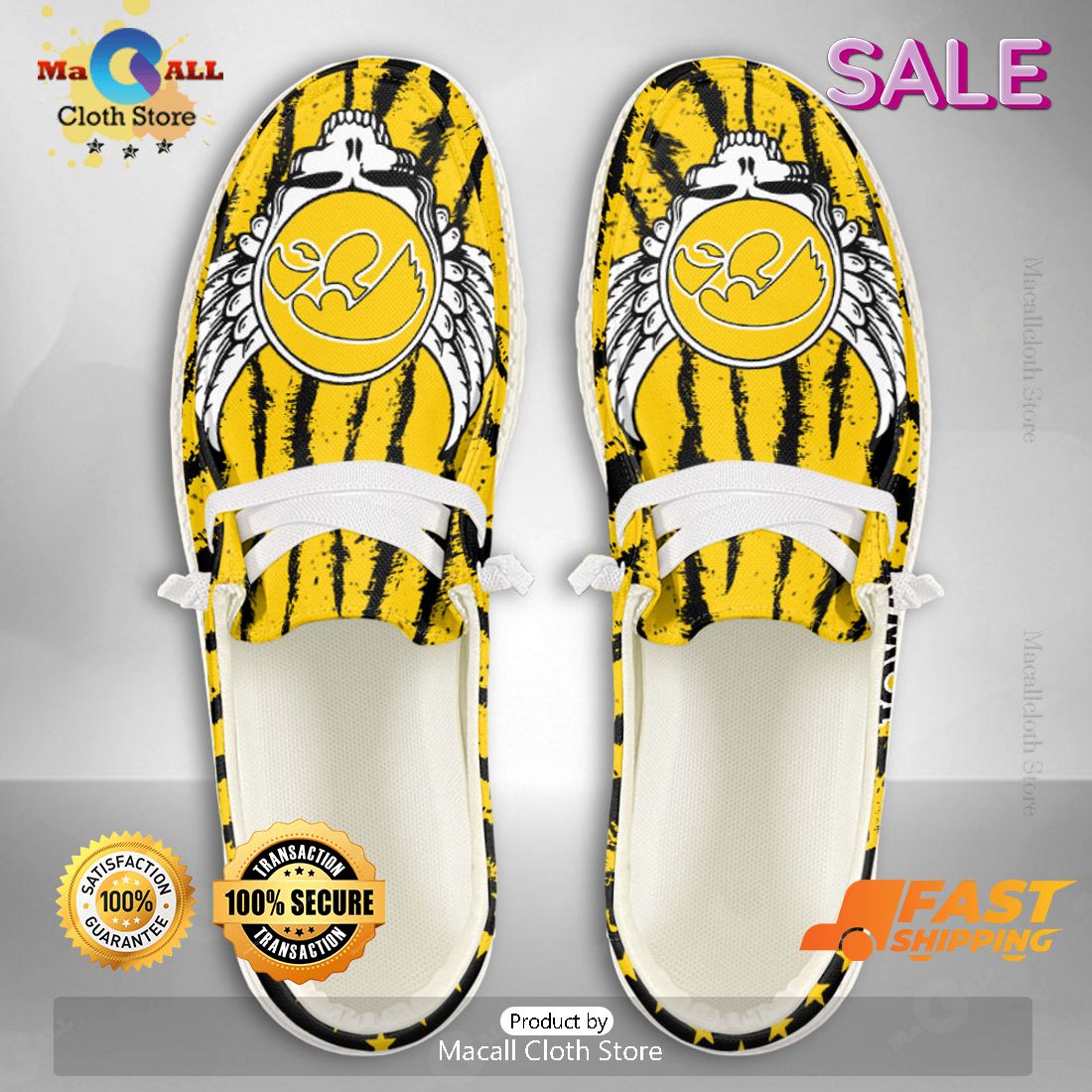 LUXURY NCAA Iowa Hawkeyes Custom Name Hey Dude Shoes POD Design LUXURY NCAA Iowa Hawkeyes Custom Name Hey Dude Shoes POD Design