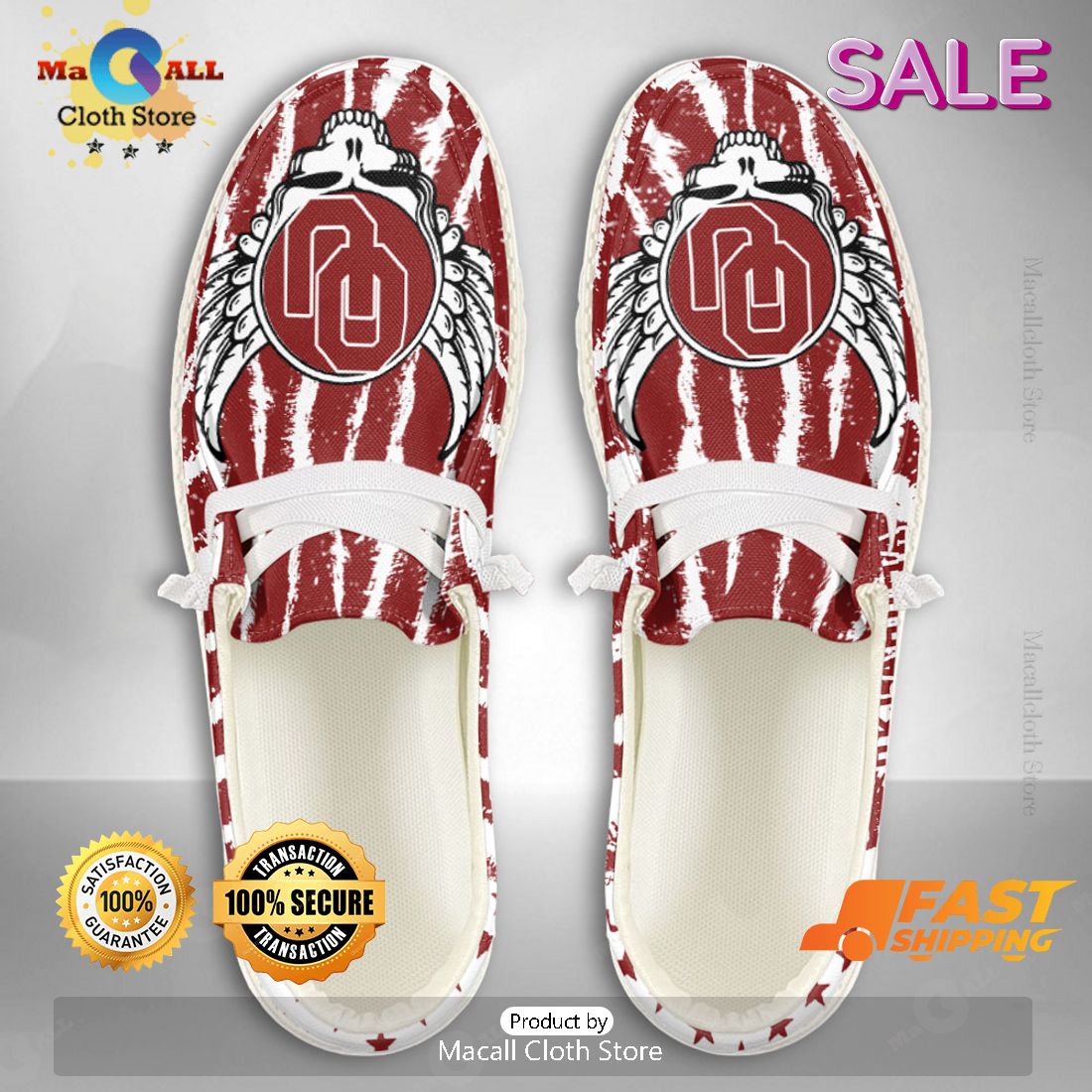 LUXURY NCAA Oklahoma Sooners Custom Name Hey Dude Shoes POD Design LUXURY NCAA Oklahoma Sooners Custom Name Hey Dude Shoes POD Design