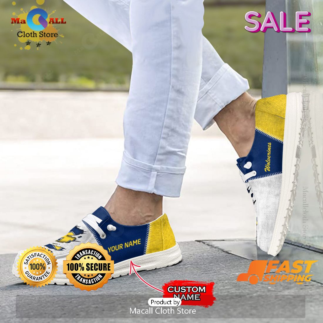 NEW NCAA Michigan Wolverines Custom Name Hey Dude Shoes Luxury Brand NEW NCAA Michigan Wolverines Custom Name Hey Dude Shoes Luxury Brand