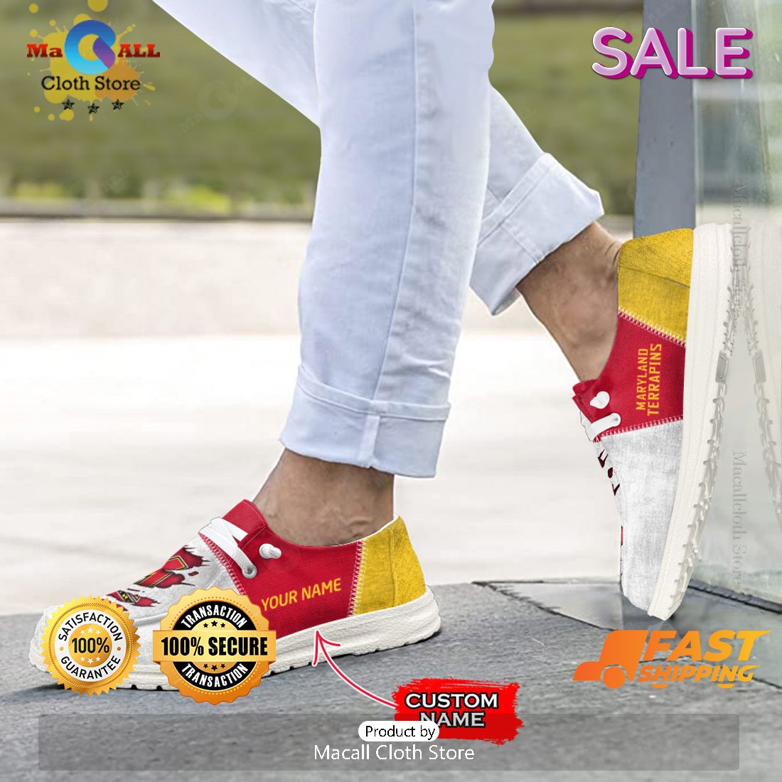 PREMIUM NCAA Maryland Terrapins Custom Name Hey Dude Shoes Limited 2024 PREMIUM NCAA Maryland Terrapins Custom Name Hey Dude Shoes Limited 2024