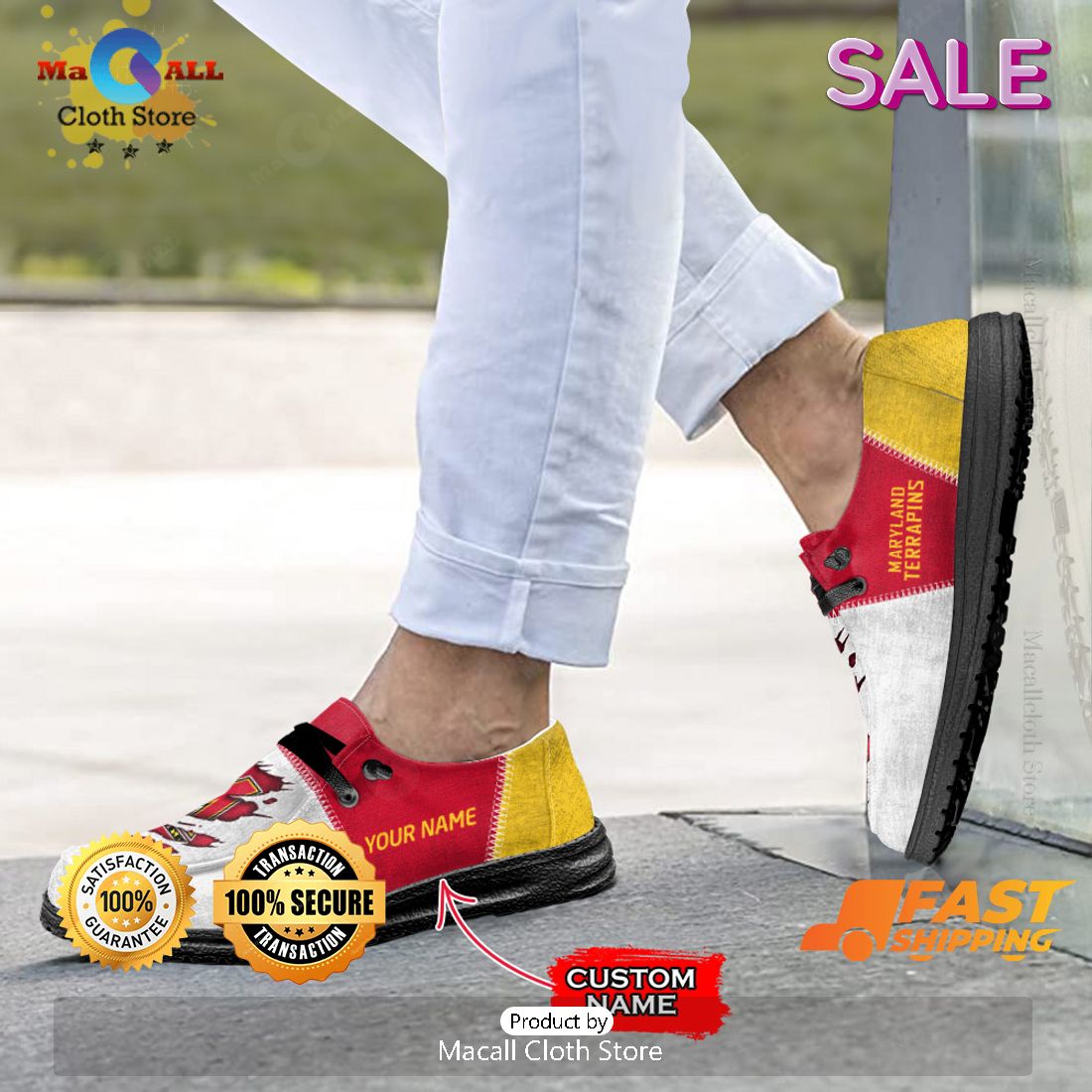 PREMIUM NCAA Maryland Terrapins Custom Name Hey Dude Shoes Limited 2024 PREMIUM NCAA Maryland Terrapins Custom Name Hey Dude Shoes Limited 2024