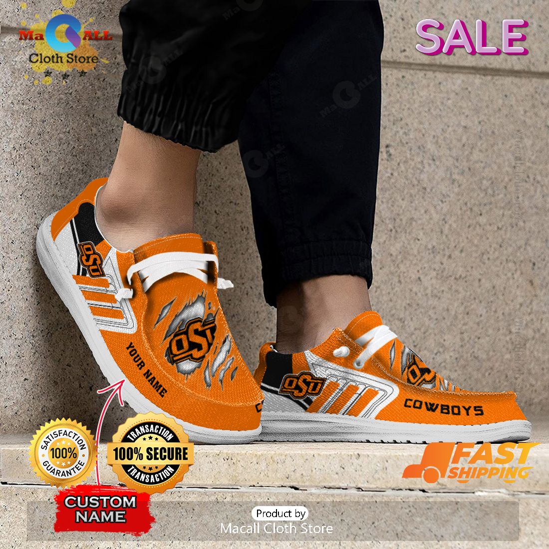 PREMIUM NCAA Oklahoma State Cowboys Custom Name Hey Dude Shoes Limited 2024