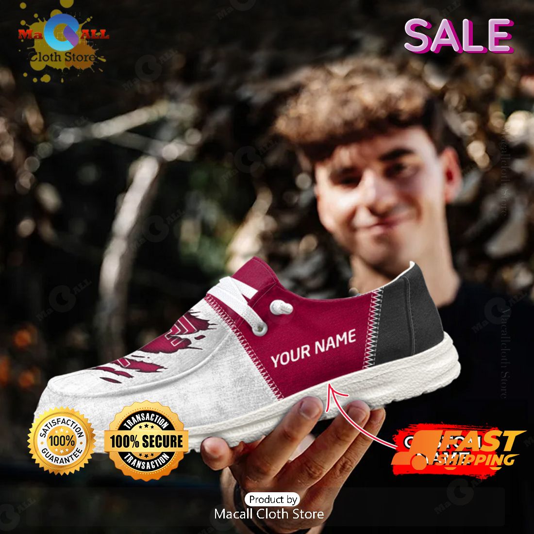 PREMIUM NCAA Temple Owls Custom Name Hey Dude Shoes Luxury Brand PREMIUM NCAA Temple Owls Custom Name Hey Dude Shoes Luxury Brand