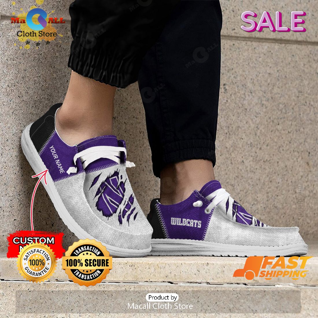 THE BEST NCAA Northwestern Wildcats Custom Name Hey Dude Shoes