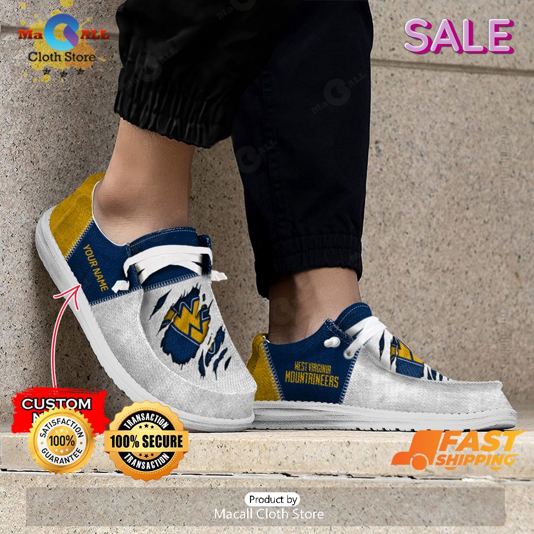 THE BEST NCAA West Virginia Mountaineers Custom Name Hey Dude Shoes Limited 2024