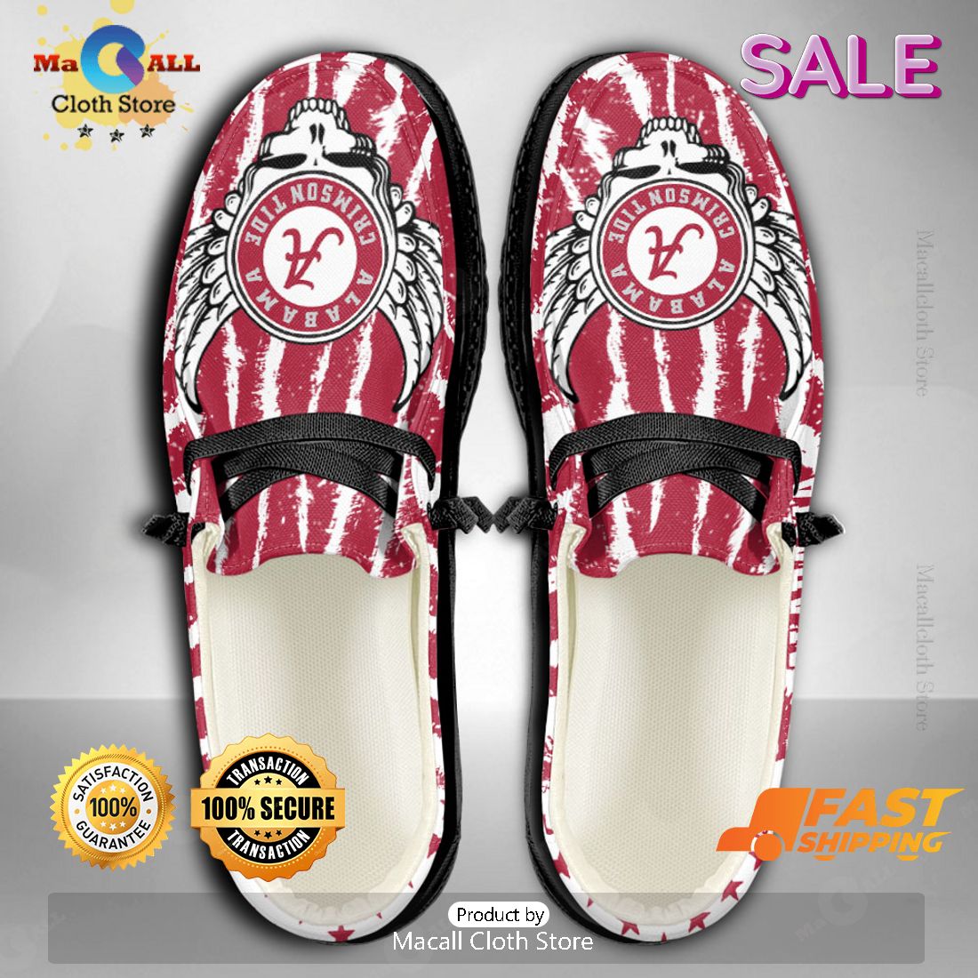 TRENDING NCAA Alabama Crimson Tide Custom Name Hey Dude Shoes