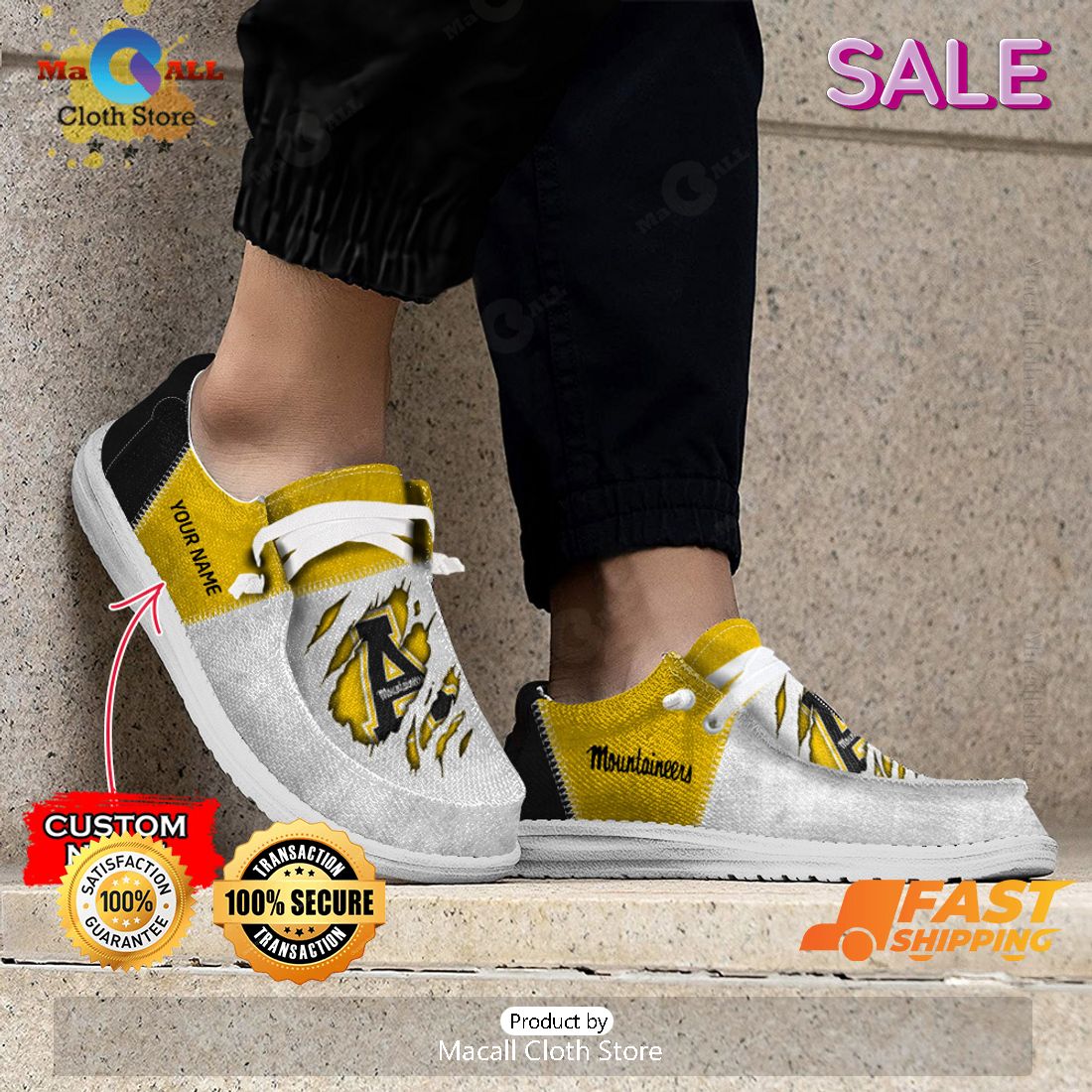 TRENDING NCAA Appalachian State Mountaineers Custom Name Hey Dude Shoes
