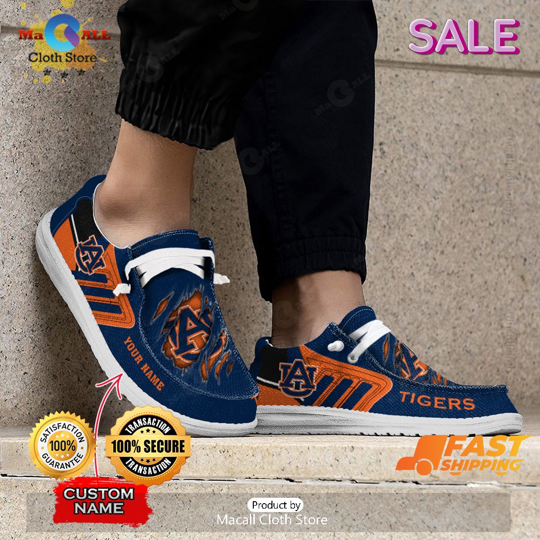 TRENDING NCAA Auburn Tigers Custom Name Hey Dude Shoes Limited 2024