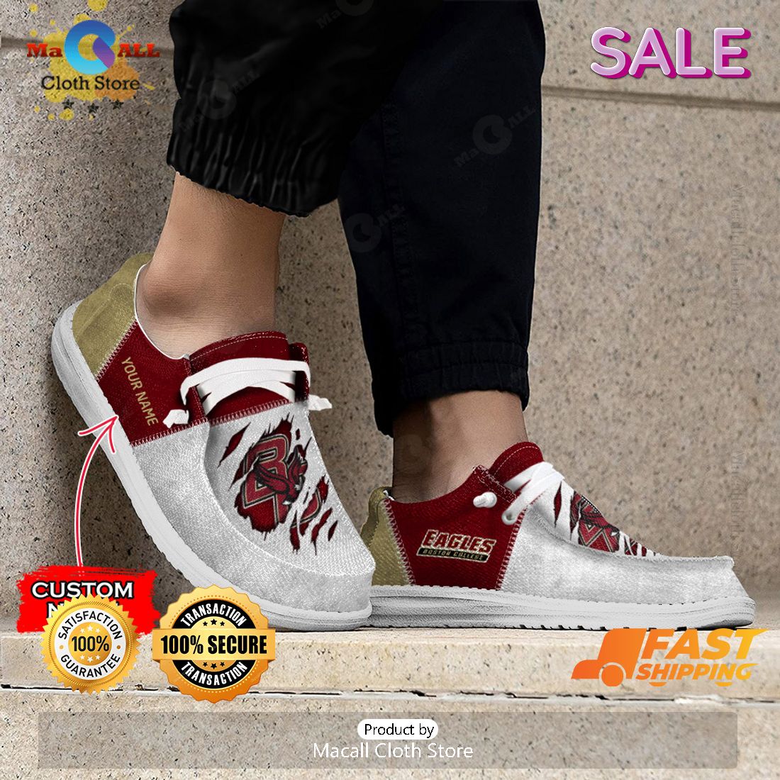 TRENDING NCAA Boston College Eagles Custom Name Hey Dude Shoes Limited 2024