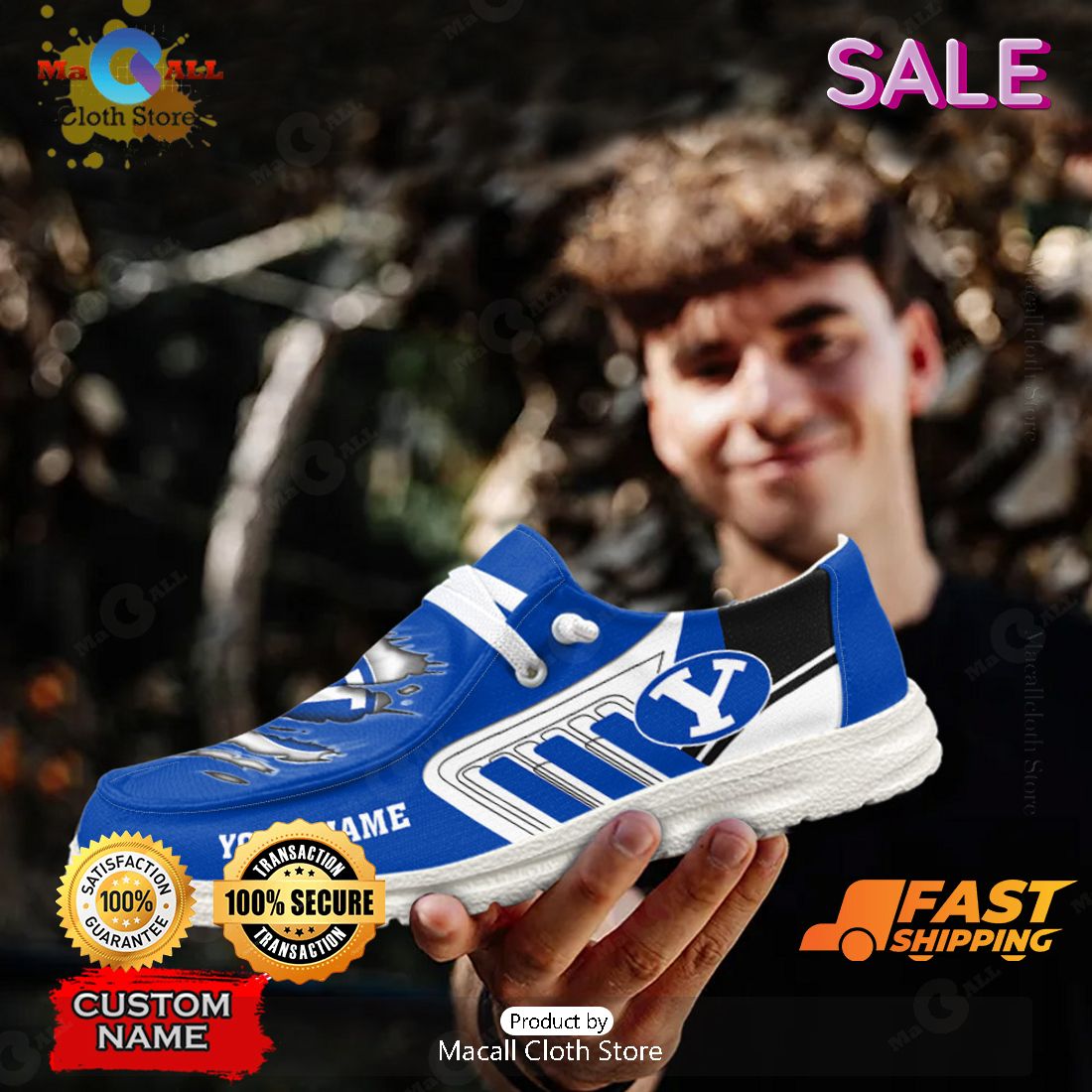 TRENDING NCAA BYU Cougars Custom Name Hey Dude Shoes