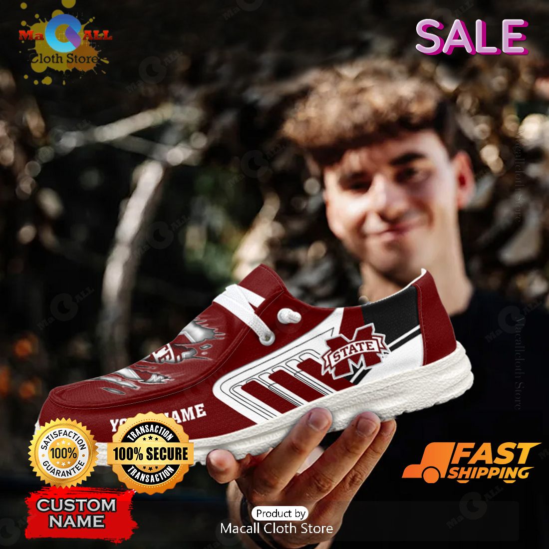 TRENDING NCAA Mississippi State Bulldogs Custom Name Hey Dude Shoes
