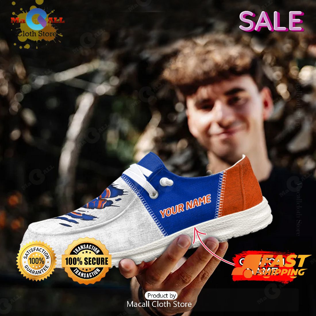 [AVAILABLE] NCAA Boise State Broncos Custom Name Hey Dude Shoes Luxury Brand