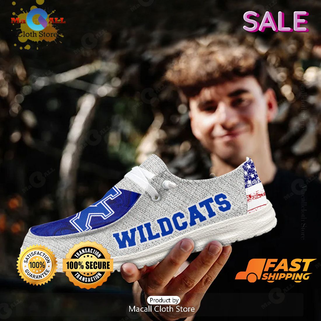 [AVAILABLE] NCAA Kentucky Wildcats Custom Name Hey Dude Shoes