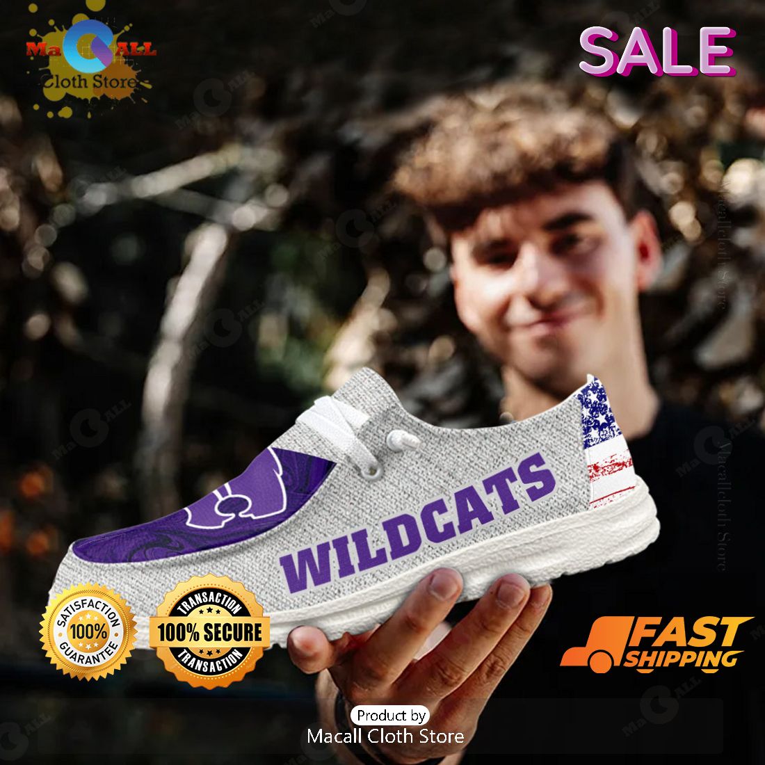 [BEST] NCAA Kansas State Wildcats Custom Name Hey Dude Shoes POD Design
