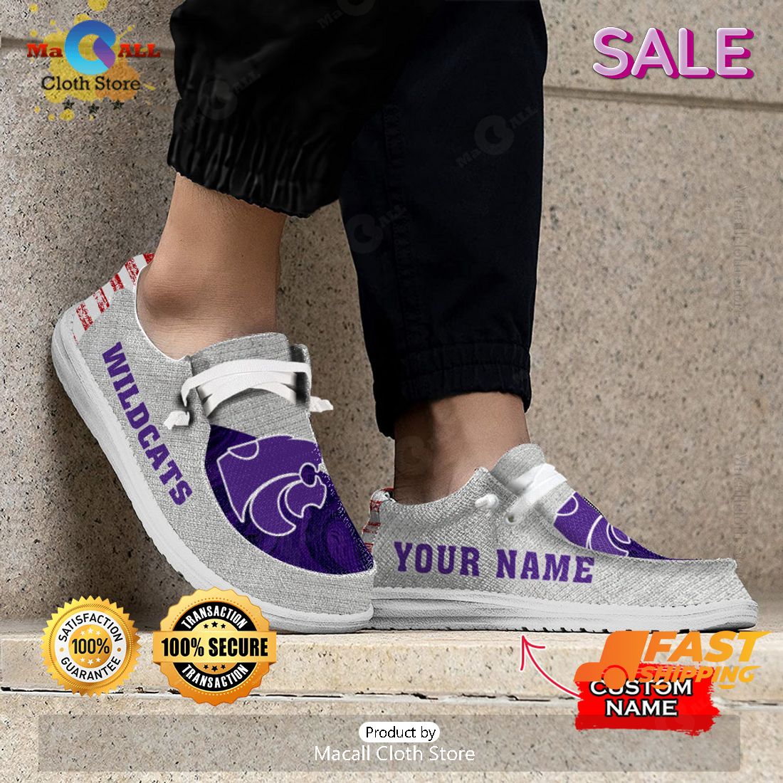 [BEST] NCAA Kansas State Wildcats Custom Name Hey Dude Shoes POD Design